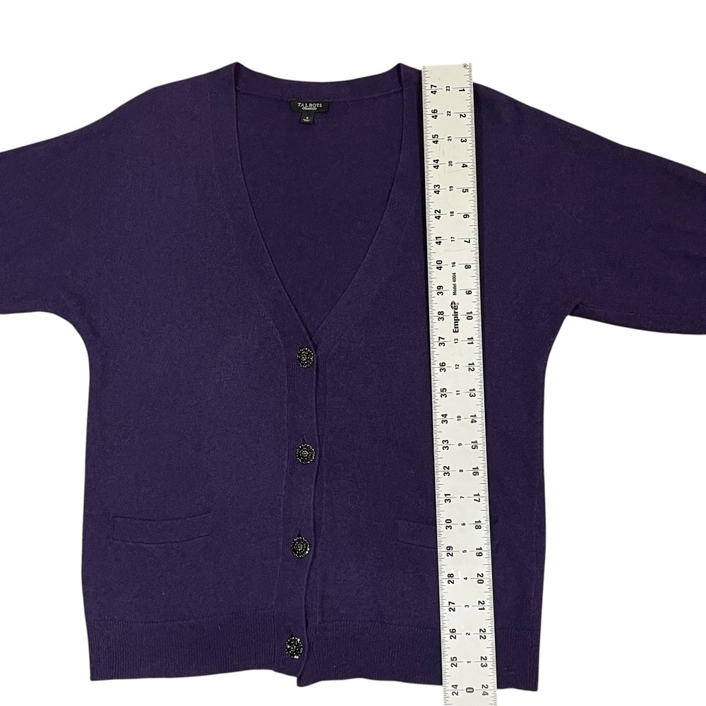 Talbots Purple Cashmere Blend Cardigan Sweater With Jeweled Buttons Purple Sz S - Picture 7 of 10